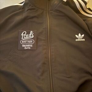 adidas Black Track Jacket with White Stripes and Patch xxl